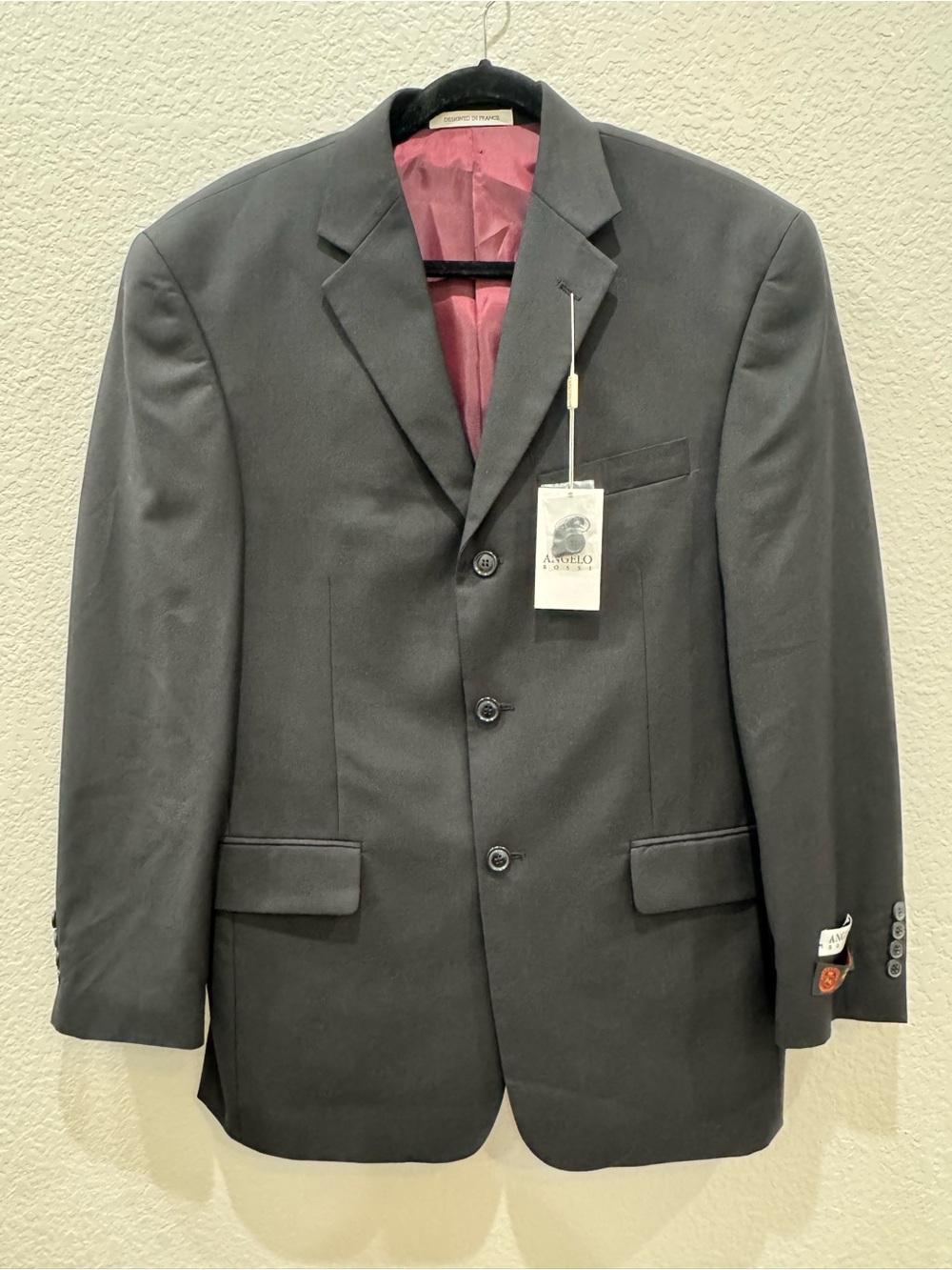 Angelo Rossi Black Sport Coat Blazer 40R Super 150s Microtech NWT 3 Button